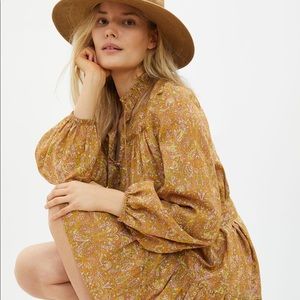 Anthropologie Calanthe Mini Shirtdress - gold
